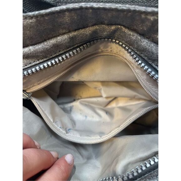 Kipling Crossbody Removable Strap Grab Handle Silver Grey Bag w Roger Monkey EUC - Picture 6 of 16